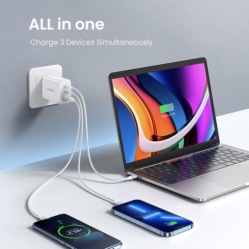 UGREEN 65W Fast Charger – USB-A + Dual USB-C Ports