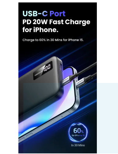 10000mAh Mini Power Bank – 20W Fast Charging