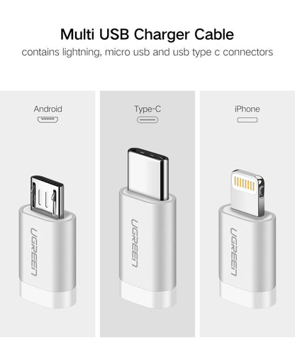 UGREEN 3-in-1 USB2.0-A Cable with Braid 1.5m